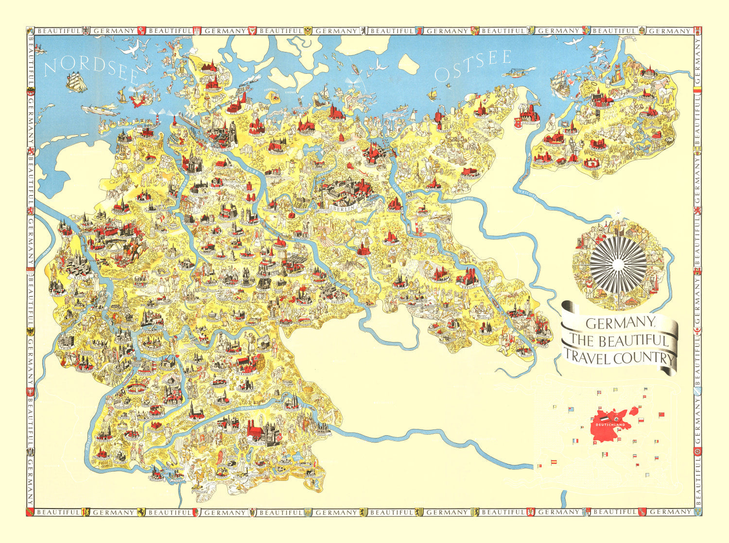 Vintage Map of Germany 1935