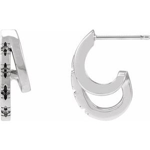 Platinum 1.2 mm Round Accented Right Hoop Earrings