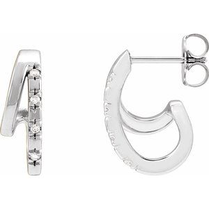 Platinum .05 CTW Natural Diamond Hoop Earrings
