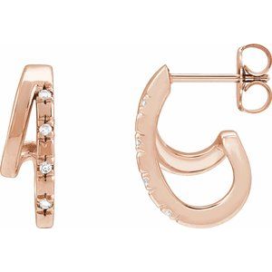 14K Rose Gold .05 CTW Natural Diamond Hoop Earrings