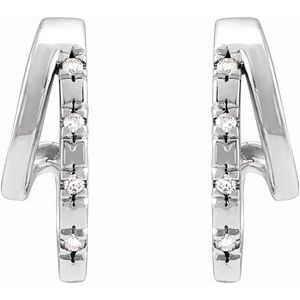 14K White Gold .05 CTW Natural Diamond Hoop Earrings – image 2