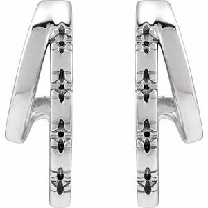 Platinum 1.2 mm Round Accented Left Hoop Earrings – image 2
