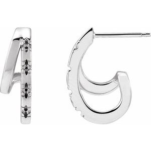 Platinum 1.2 mm Round Accented Left Hoop Earrings