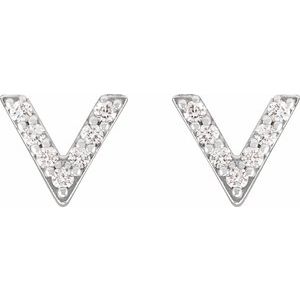 Sterling Silver 1/10 CTW Natural Diamond V Earrings