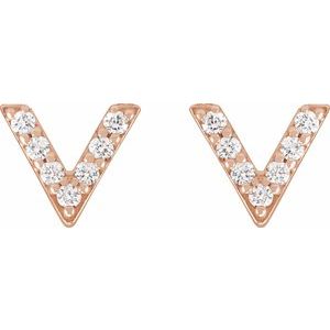 14K Rose Gold 1/10 CTW Natural Diamond V Earrings