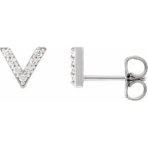 14K White Gold 1/10 CTW Natural Diamond V Earrings