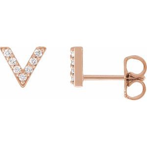 14K Rose Gold 1/10 CTW Natural Diamond V Earrings
