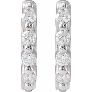 Sterling Silver 1/10 CTW Natural Diamond 10.74 mm Hinged Hoop Earrings – image 2