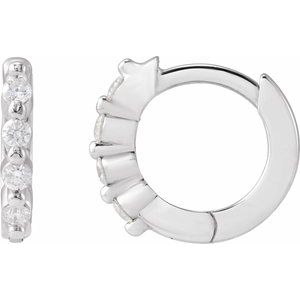Sterling Silver 1/10 CTW Natural Diamond 10.74 mm Hinged Hoop Earrings