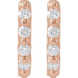 14K Rose Gold 1/10 CTW Natural Diamond 10.74 mm Hinged Hoop Earrings – image 2