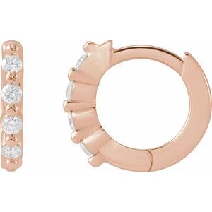 14K Rose Gold 1/10 CTW Natural Diamond 10.74 mm Hinged Hoop Earrings