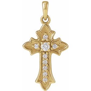 14K Yellow Gold .08 CTW Natural Diamond Vintage-Inspired Cross Pendent