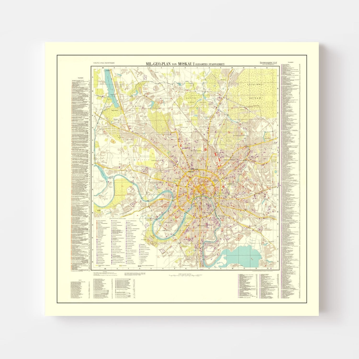 Vintage Moscow World War II Map 1941