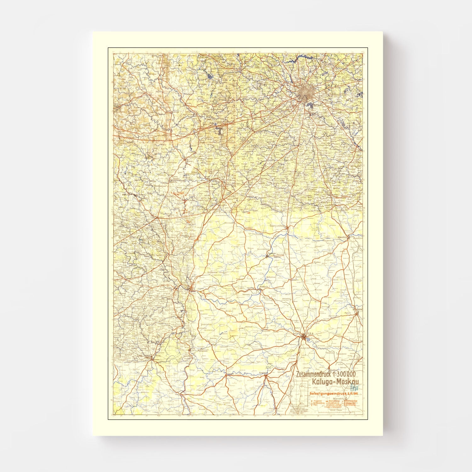 Vintage Battle of Moscow Map 1941