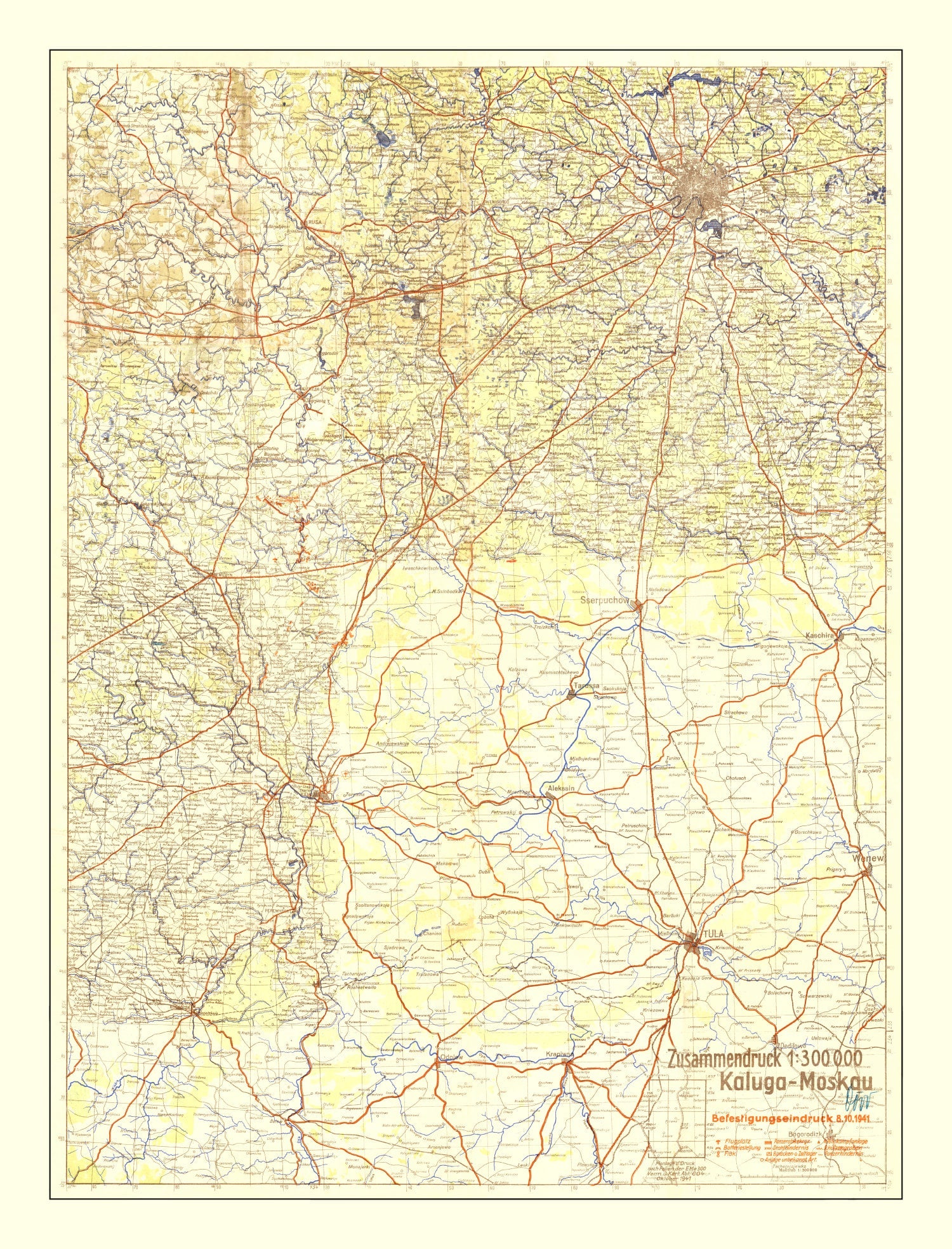 Vintage Battle of Moscow Map 1941