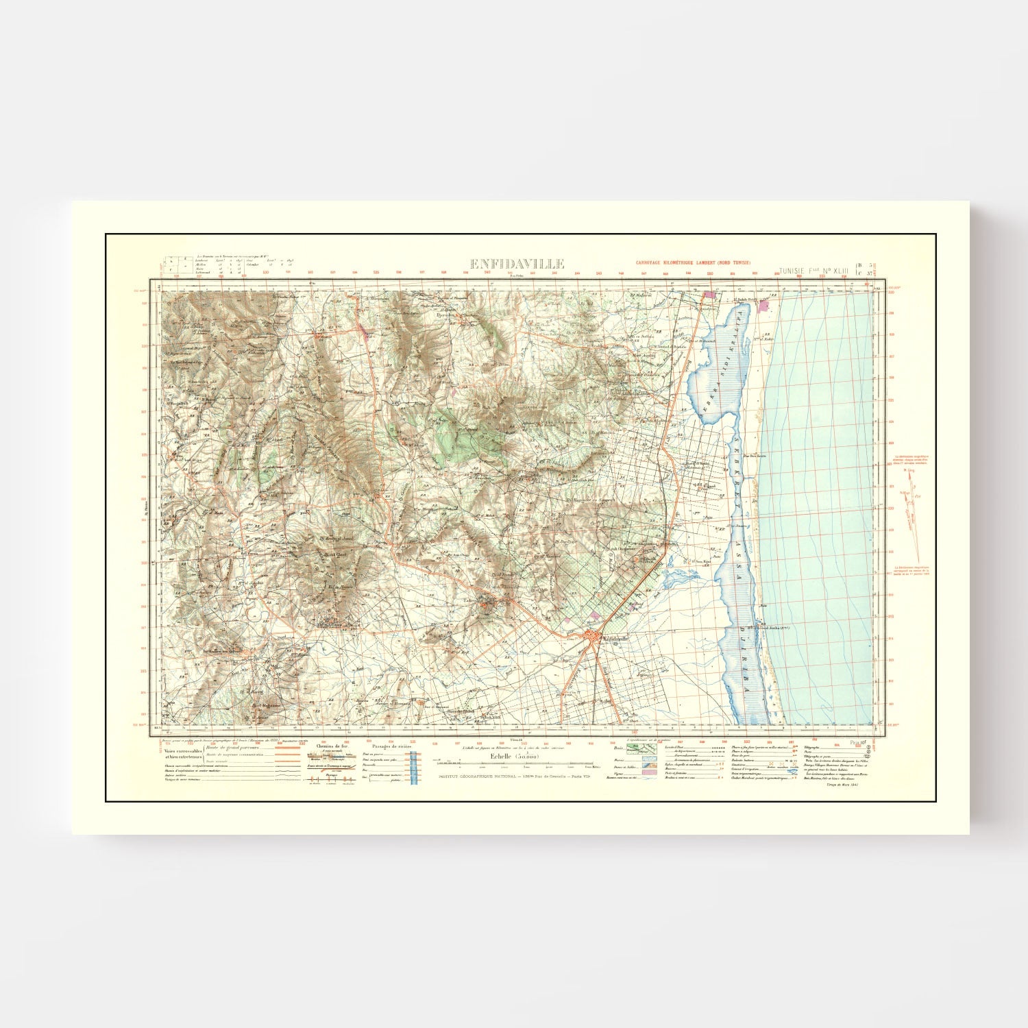 Vintage North Africa World War II Map 1941