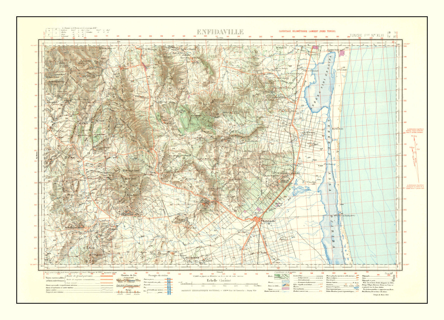 Vintage North Africa World War II Map 1941