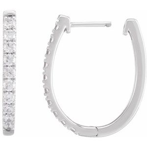 14K White Gold 9/10 CTW Lab-Grown Diamond Hoop Earrings