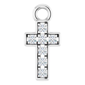 14K White Gold Petite Pav���� .04 CTW Natural Diamond Cross Dangle