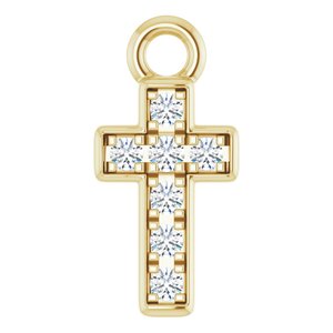 14K Yellow Gold Petite Pav���� .04 CTW Lab-Grown Diamond Cross Dangle