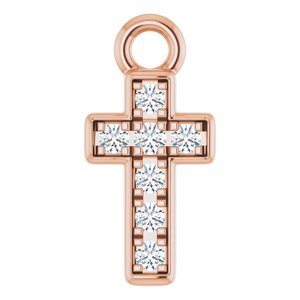 14K Rose Gold Petite Pav���� .04 CTW Natural Diamond Cross Dangle