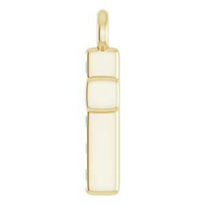 14K Yellow Gold Petite Pav���� Natural Emerald Cross Dangle
