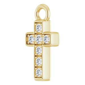 14K Yellow Gold Petite Pav���� .04 CTW Lab-Grown Diamond Cross Dangle