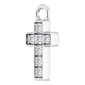 14K White Gold Petite Pav���� .04 CTW Lab-Grown Diamond Cross Dangle