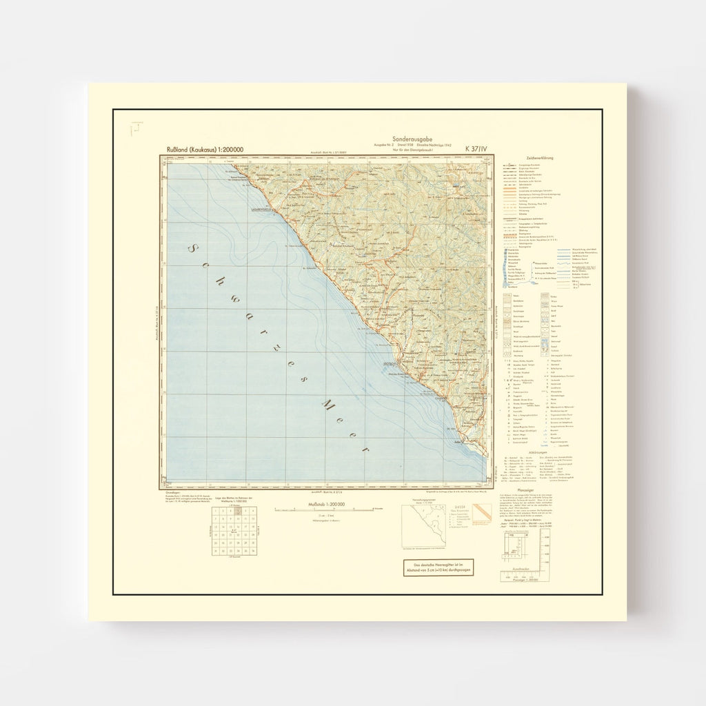 Vintage Soviet Union World War II Map 1942