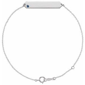 Sterling Silver Lab-Grown Blue Sapphire Geometric 7-8" Bracelet