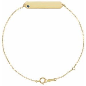 14K Yellow Gold Lab-Grown Blue Sapphire Geometric 7-8" Bracelet