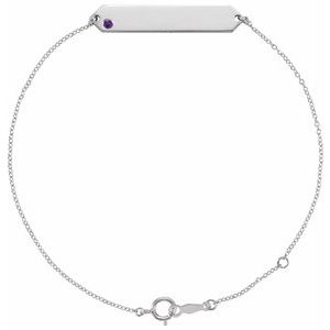 14K White Gold Natural Amethyst Geometric 7-8" Bracelet