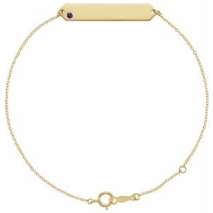 14K Yellow Gold Natural Amethyst Geometric 7-8" Bracelet