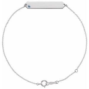 14K White Gold Natural Aquamarine Geometric 7-8" Bracelet