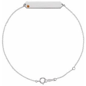 14K White Gold Natural Citrine Geometric 7-8" Bracelet
