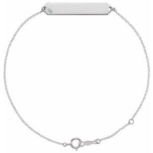 Sterling Silver Natural White Sapphire Geometric 7-8" Bracelet