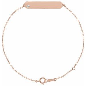 14K Rose Gold .03 CT Natural Diamond Geometric 7-8" Bracelet