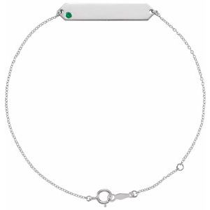 14K White Gold Natural Emerald Geometric 7-8" Bracelet