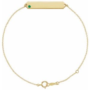 14K Yellow Gold Natural Emerald Geometric 7-8" Bracelet