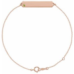 14K Rose Gold Natural Peridot Geometric 7-8" Bracelet
