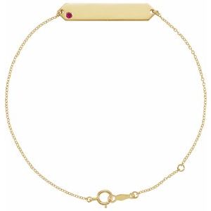 14K Yellow Gold Lab-Grown Ruby Geometric 7-8" Bracelet
