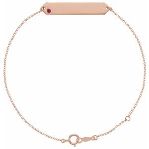 14K Rose Gold Natural Ruby Geometric 7-8" Bracelet