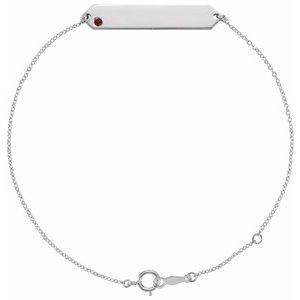 Sterling Silver Natural Mozambique Garnet Geometric 7-8" Bracelet