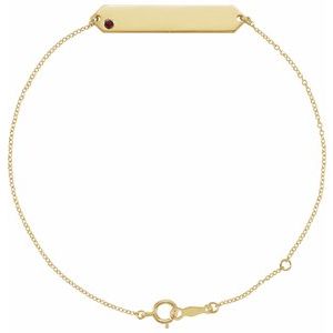 14K Yellow Gold Natural Mozambique Garnet Geometric 7-8" Bracelet