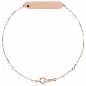 14K Rose Gold Natural Mozambique Garnet Geometric 7-8" Bracelet
