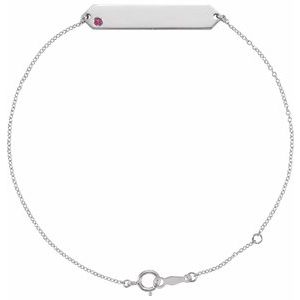 Sterling Silver Natural Pink Tourmaline Geometric 7-8" Bracelet