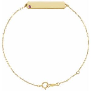 14K Yellow Gold Natural Pink Tourmaline Geometric 7-8" Bracelet