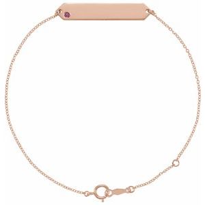 14K Rose Gold Natural Pink Tourmaline Geometric 7-8" Bracelet