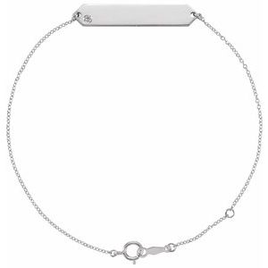 14K White Gold Natural White Sapphire Geometric 7-8" Bracelet