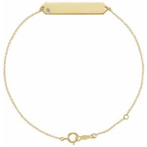 14K Yellow Gold Natural White Sapphire Geometric 7-8" Bracelet